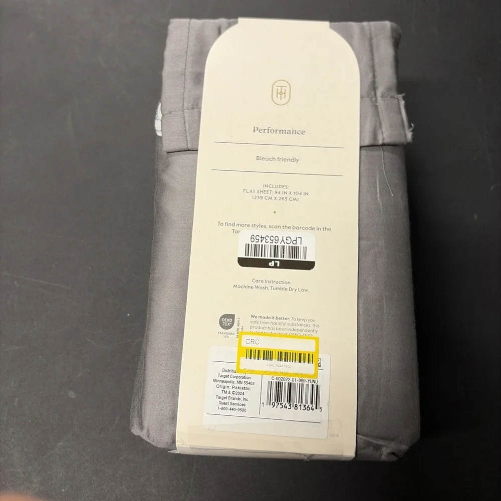 Threshold Queen Size 400 Thread Count Performance Flat Sheet Radiant Gray 20520